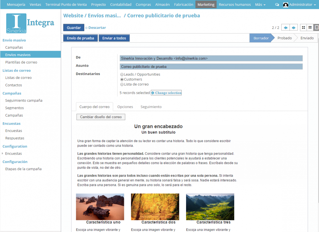 Email marketing Odoo